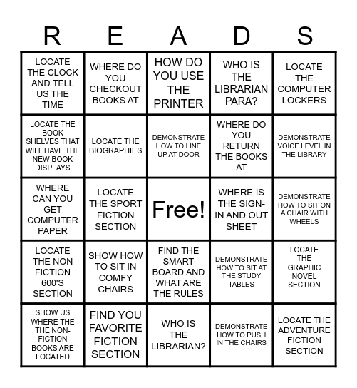 Library Bingo Card