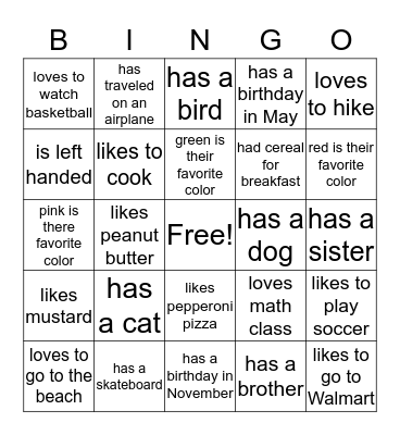Find Someone Who... Bingo Card