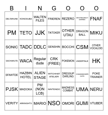 Unicon (easy) Bingo Card