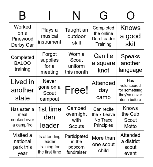 Each person can only sign two squares per board Bingo Card