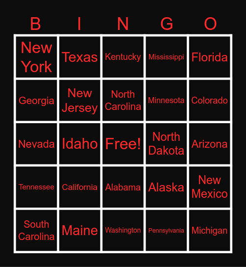 Sales Lead State Bingo Card