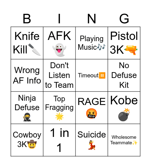 CS Bingo Card
