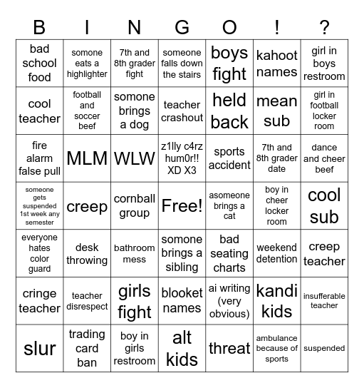 PJH bingo Card