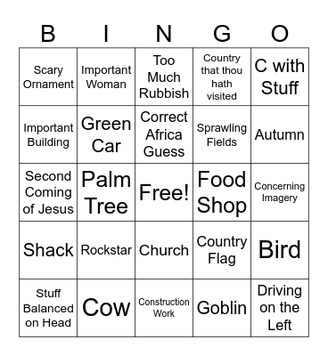 Grandma's Filthy Frog Bingo Card