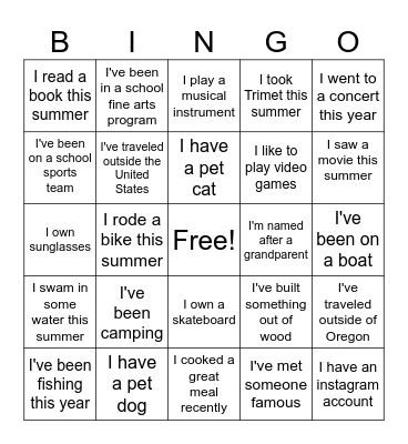 Untitled Bingo Card