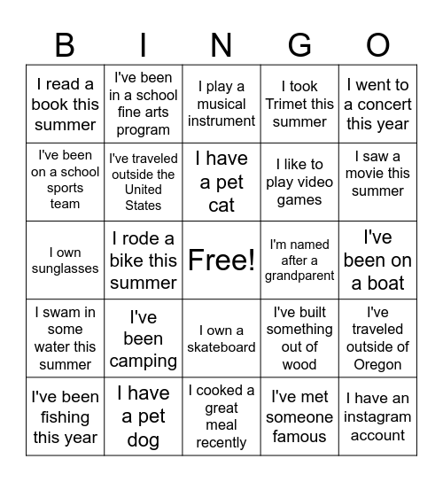 Untitled Bingo Card