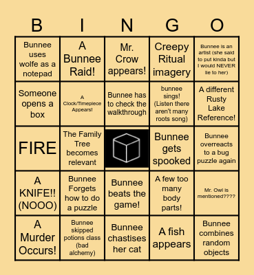 Bunnee's Rusty Lake: Paradise! Bingo Card