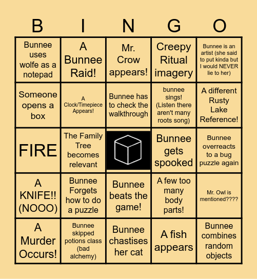 Bunnee's Rusty Lake: Paradise! Bingo Card