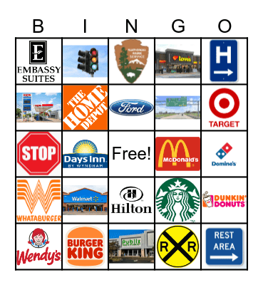 Road Trip Bingo Card