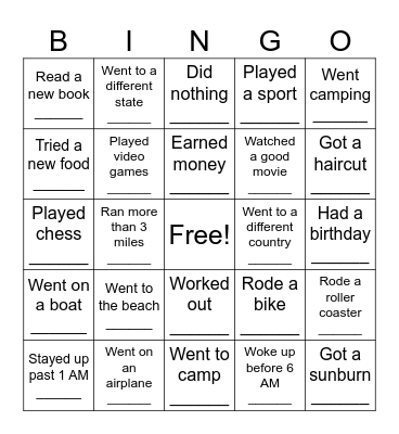 Back to School Bingo Card