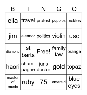 MARION'S 75TH BIRTHDAY Bingo Card