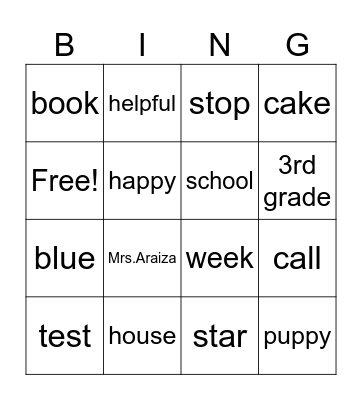 3rd grade week 1 review list-araiza Bingo Card