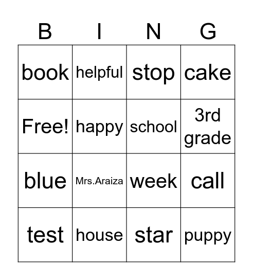 3rd grade week 1 review list-araiza Bingo Card