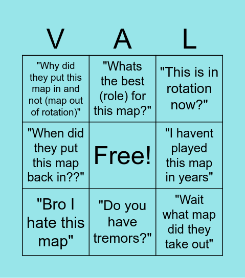 New Map Rotation VALORANT Bingo Card