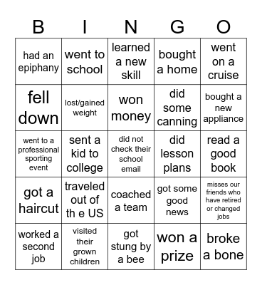 Find someone who... Bingo Card