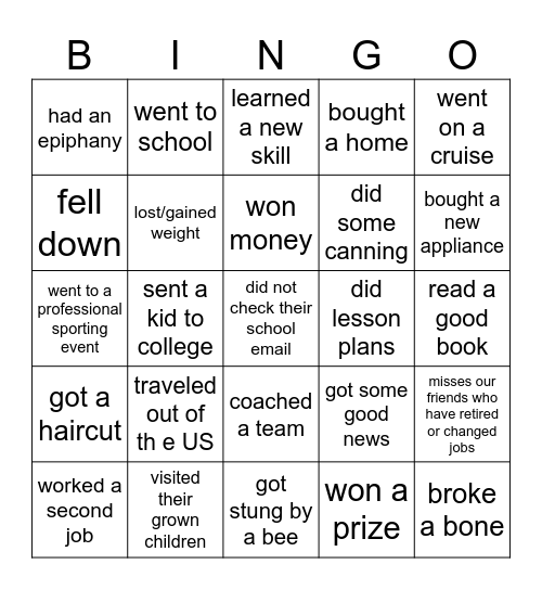 Find someone who... Bingo Card