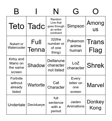 Untitled Bingo Card