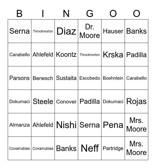 Untitled Bingo Card