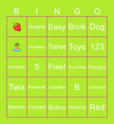 Bingo Time! Bingo Card