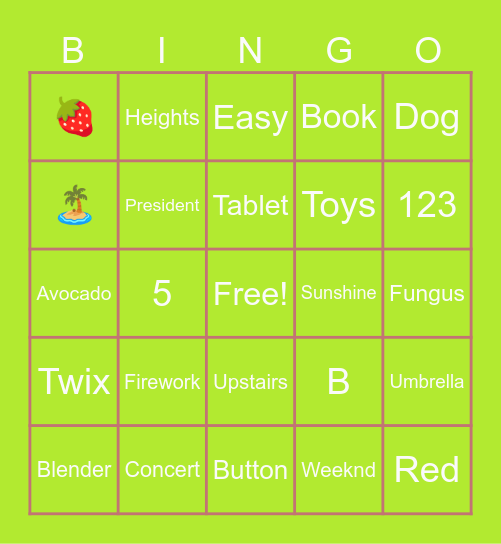 Bingo Time! Bingo Card