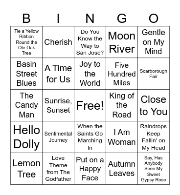 80 GREATEST HITS Bingo Card