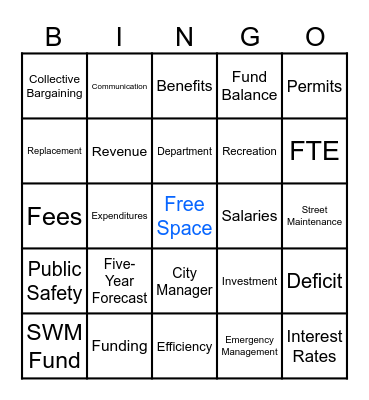 Budget Town Hall Bingo Card