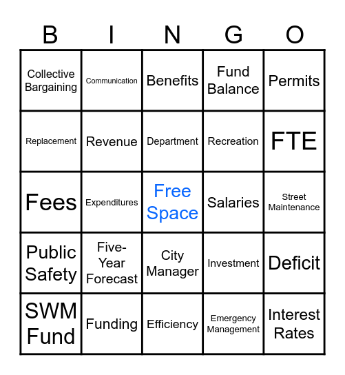 Budget Town Hall Bingo Card
