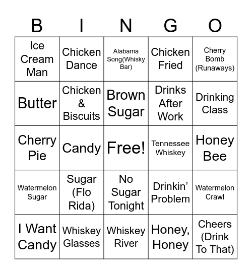 EATS & DRINKS MUSIC Bingo Card