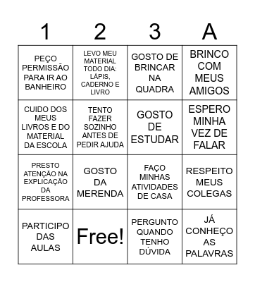 ESTUDANTE Bingo Card