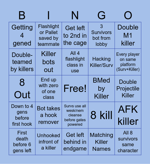 2v8 Bingo Card