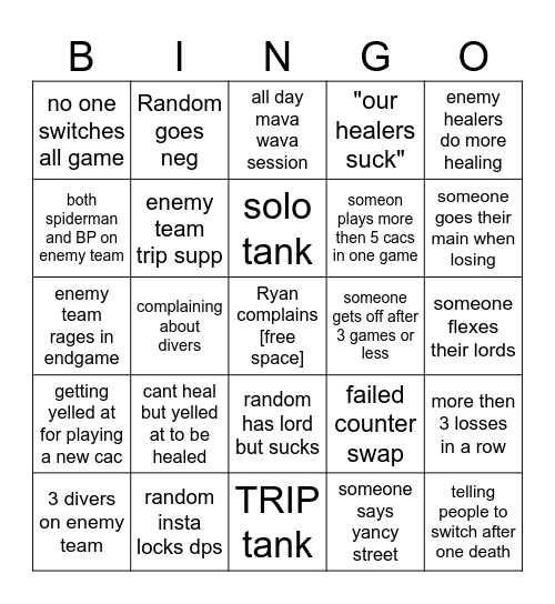 Mava Wava bin go Bingo Card