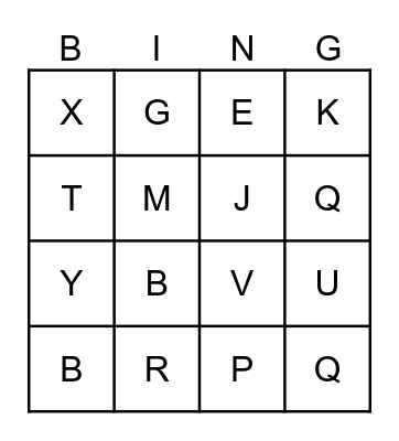 Alphabet Bingo Card