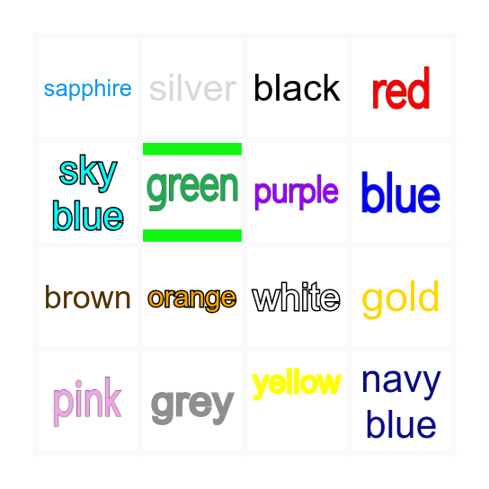 Vocabulary Bingo Card