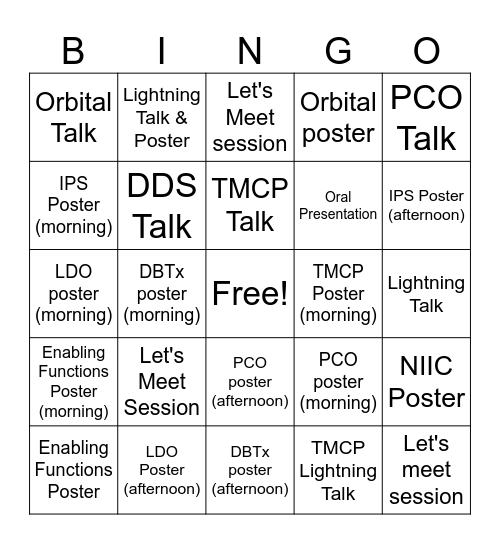 CMX Science Day 2026 Bingo Card