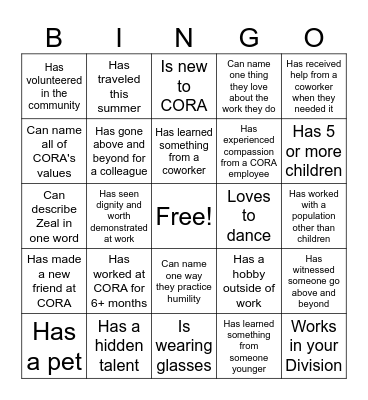 MISSION EFFECTIVENESS BINGO Card