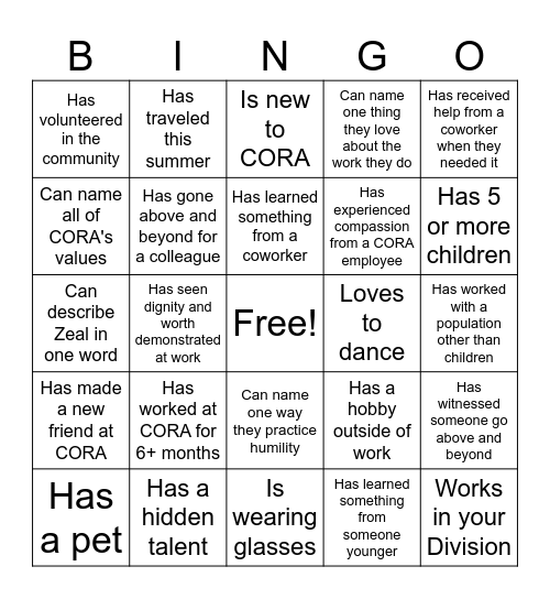 MISSION EFFECTIVENESS BINGO Card