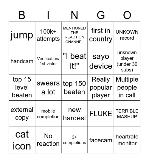 Daily Demonlist Reaction (bagel's Version 2) Bingo Card