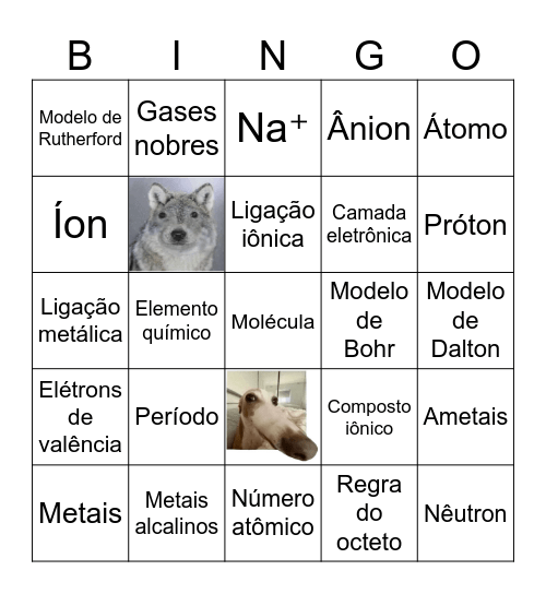Bingo de Química Bingo Card