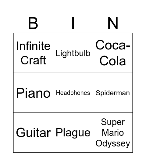Infinite Craft Bingo Card