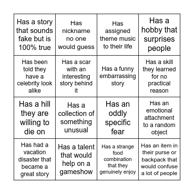 Find Someone Who! Bingo Card