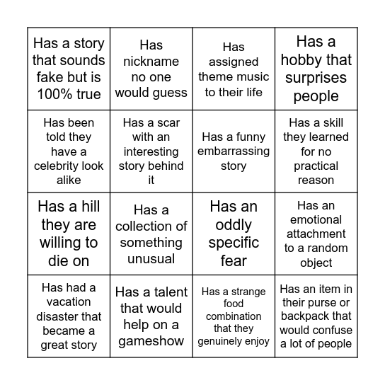 Find Someone Who! Bingo Card