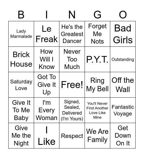 Up Beat Old School Bingo Card