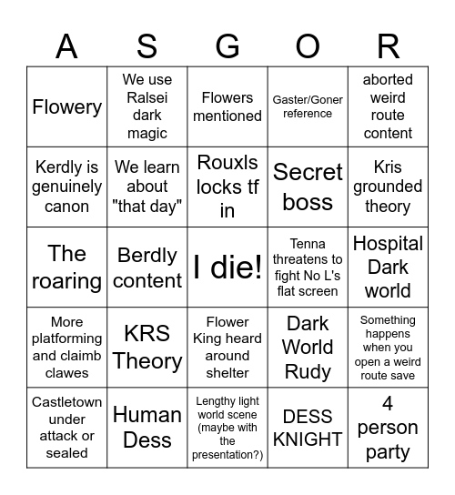 Chapter 6 Bingo Card