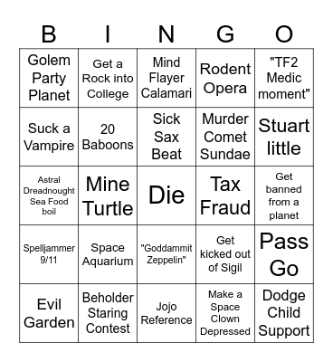 The bingo Card