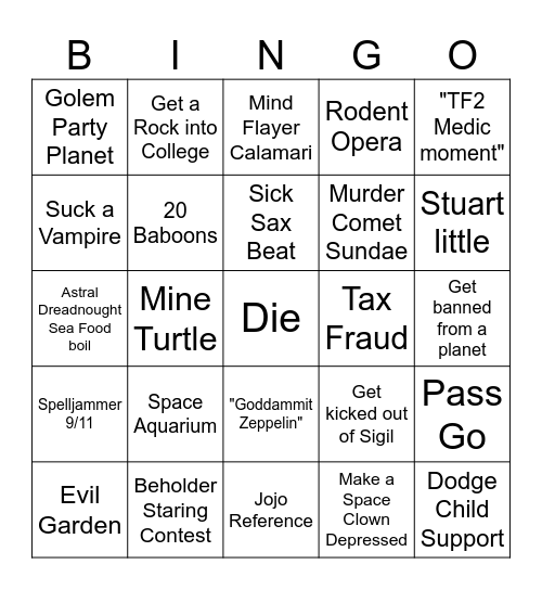 The bingo Card
