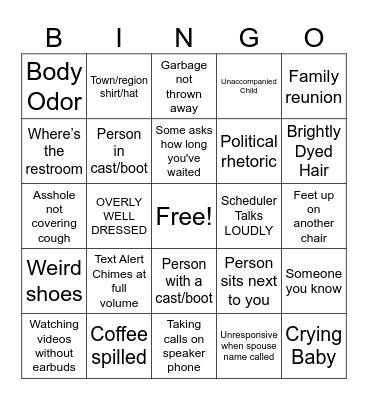 Surgery waiting room Bingo Card