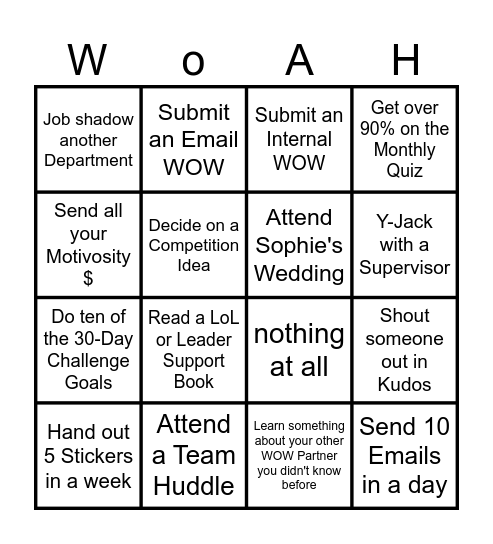 WOW Bingo Card