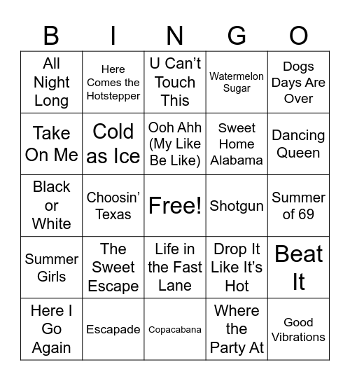 Dog Days of Summer Bingo Card