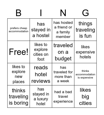 travel find sb who Bingo Card