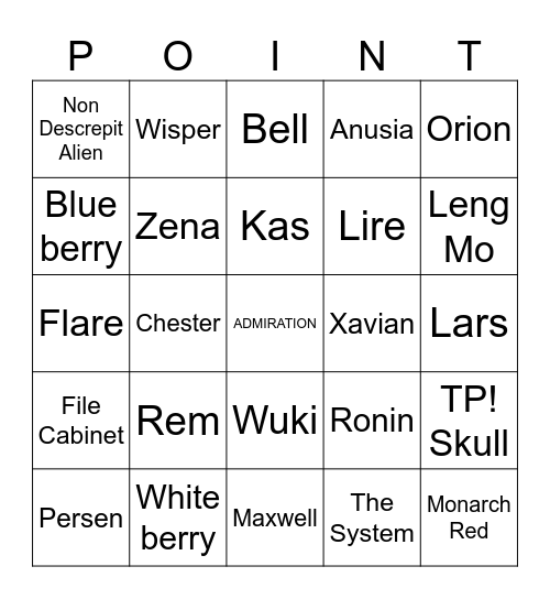 Who Is the Admiration Weilder? Bingo Card